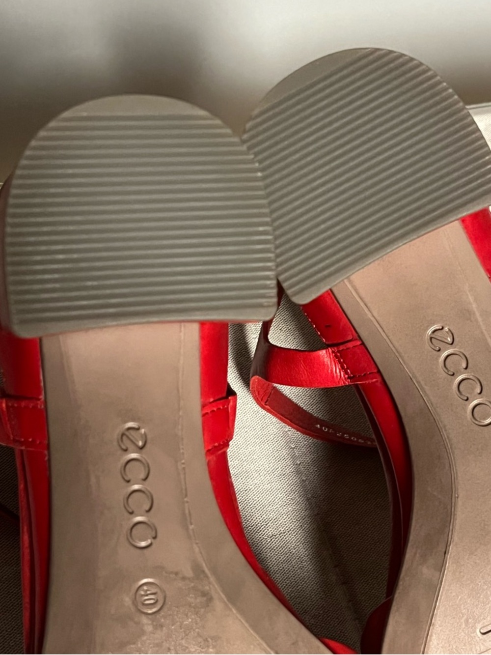 Ecco Women’s Red Leather Crossover Ankle-Strap Sandals - Picture 8 of 11